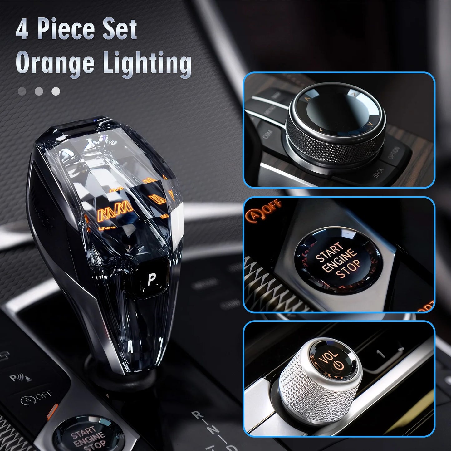 4 Piece Set Crystal Gear Shift Knob