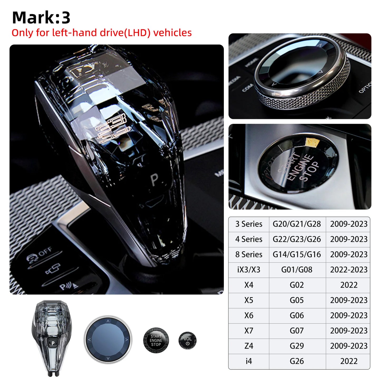 4 Piece Set Crystal Gear Shift Knob